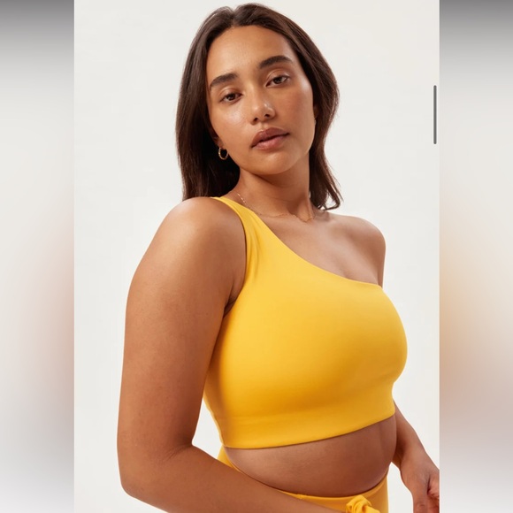 NWT Girlfriend Collective | Bianca One Shoulder Bra | Citrine | Matching Set - Picture 4 of 4